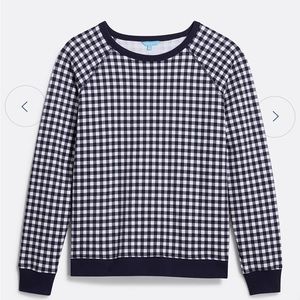 NWOT Sz XXL Draper James Natalie Navy Gingham Sweatshirt